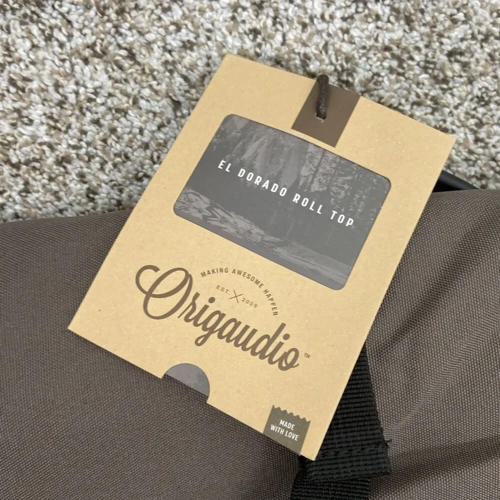 Origaudio El Dorado Roll Top Backpack Bag NEW Brown/Black Multi Pocket Laptop